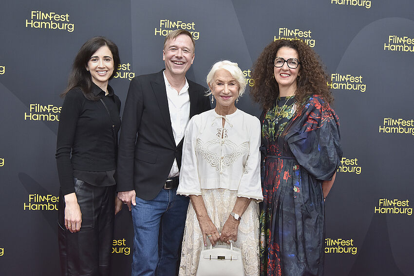 v.r.n.l.: Emma Kelly (Filmnation), Magnus Vortmeyer (Tobis), Helen Mirren, Malika Rabahallah